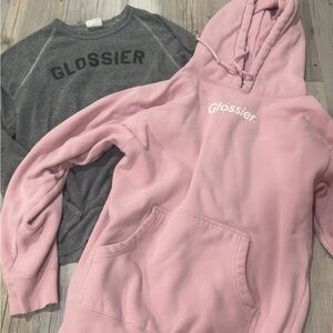 Glossier Pink Hoodie and Gray Sweatshirt Set